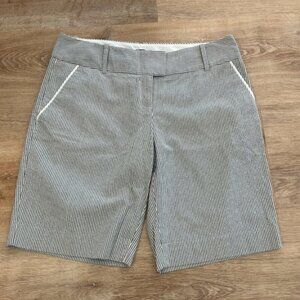 THE LIMITED Women's 4 Blue White Striped Cotton Stretch Casual Long Flat Shorts